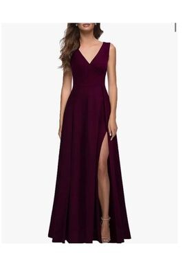 Mushare Slit Leg long dress. NWT Wine in color Size Sm
